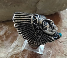 Load image into Gallery viewer, Stainless Steel *Chief Head with Lab Turquoise Ring
