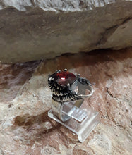 Load image into Gallery viewer, Stainless Steel *Wings with Center Red Stone* Ring
